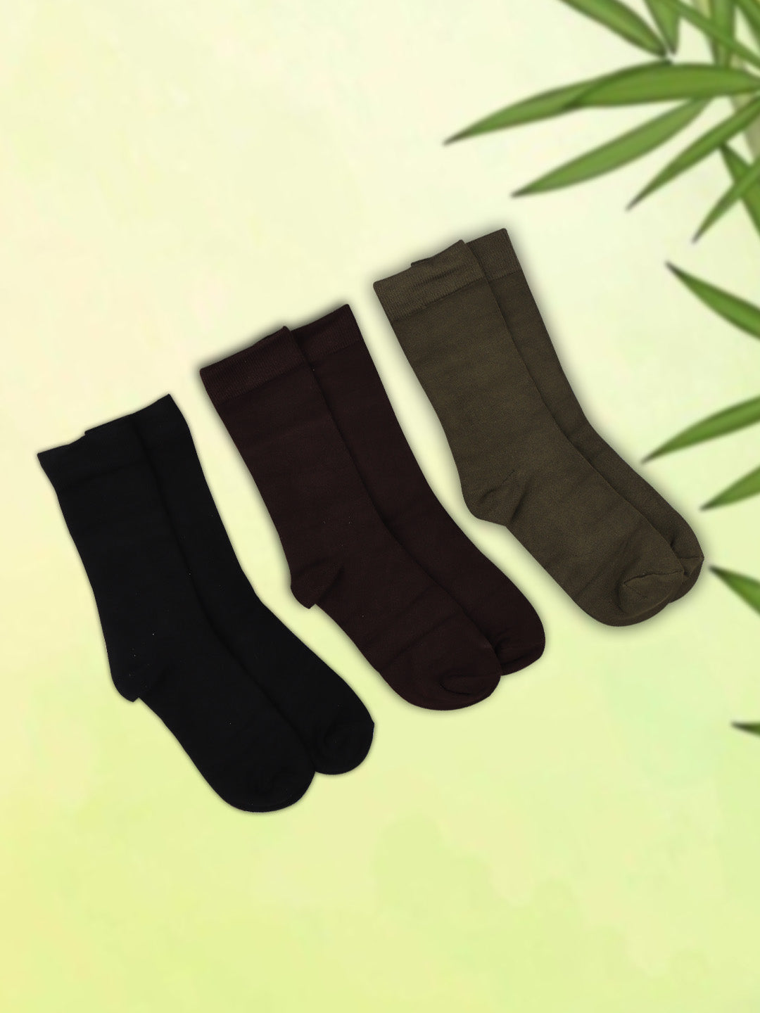 Men Bamboo Formal Full Length Socks Black Brown & Olive Green FFS3