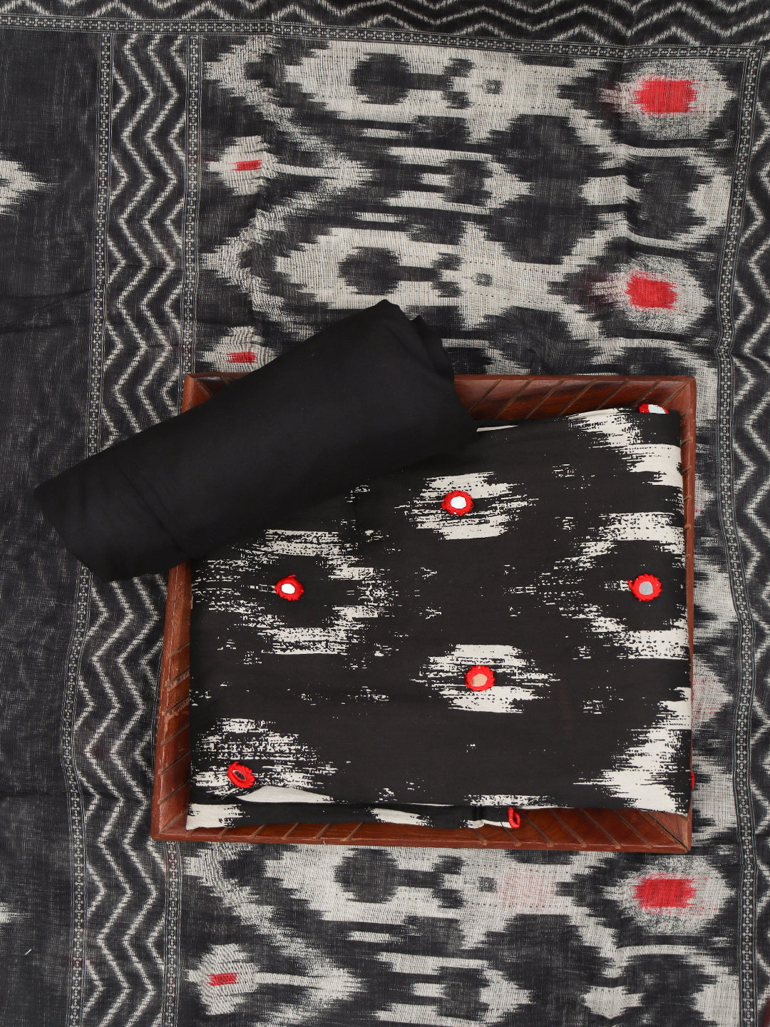 Women Pure Cotton Dress Material Black DM335