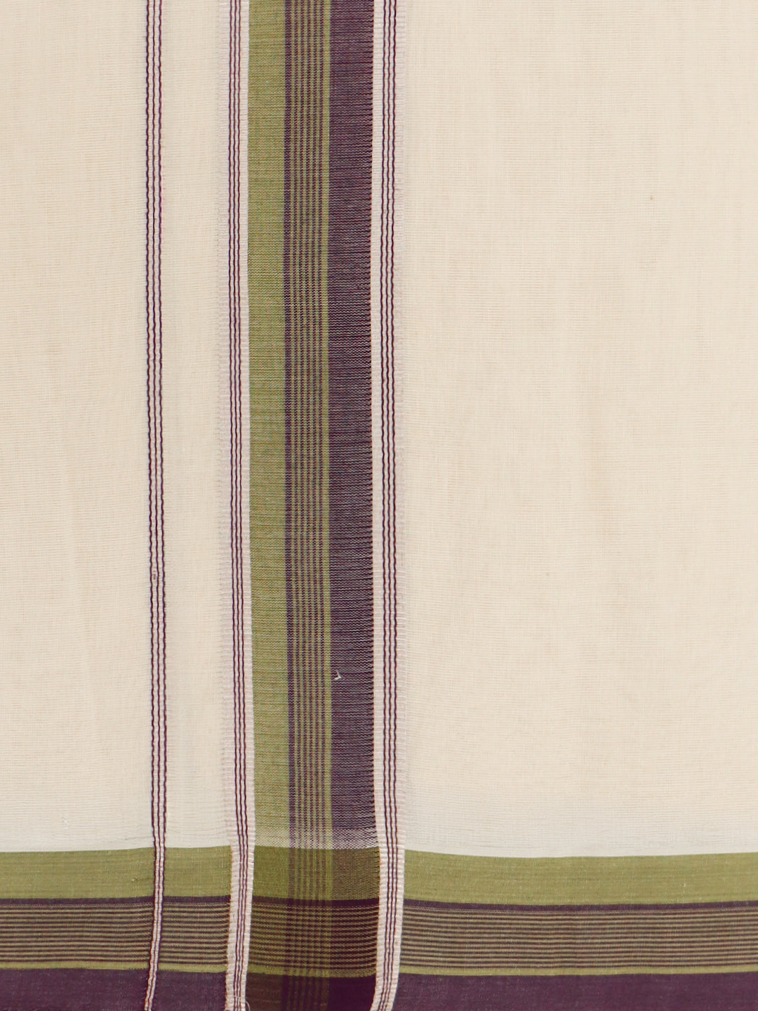 Double Layer Supima Cotton Cream Kora Dhoti with Colour Jari Border - LC43