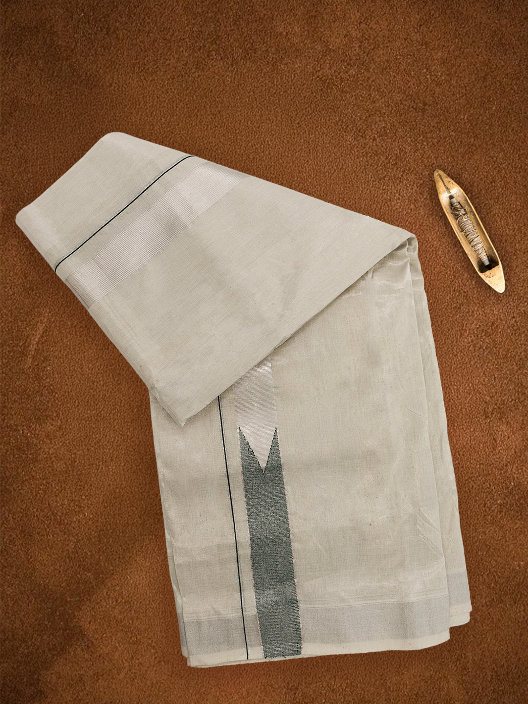 Men Premium Handloom Tissue Dhoti with Fancy Jari Border HLM104