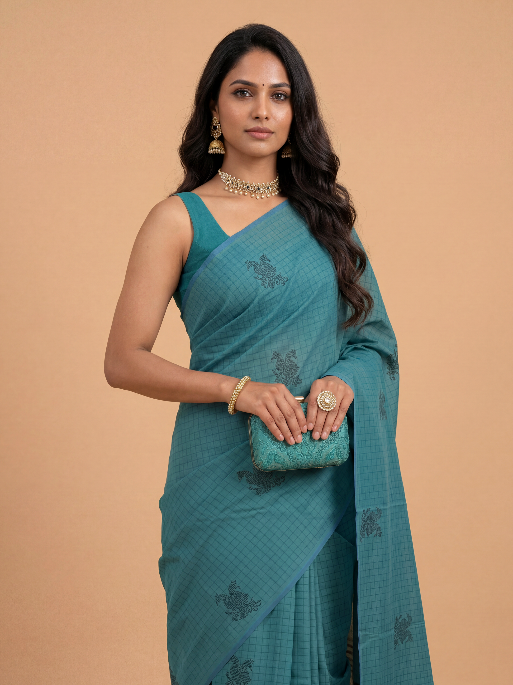 Women Pure Cotton Green Saree PCS263