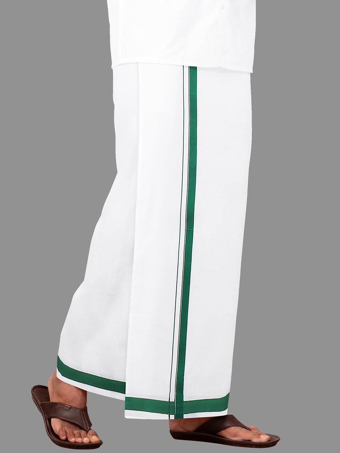 Men 100% Cotton Single Layer Dhoti with Assorted Border Image