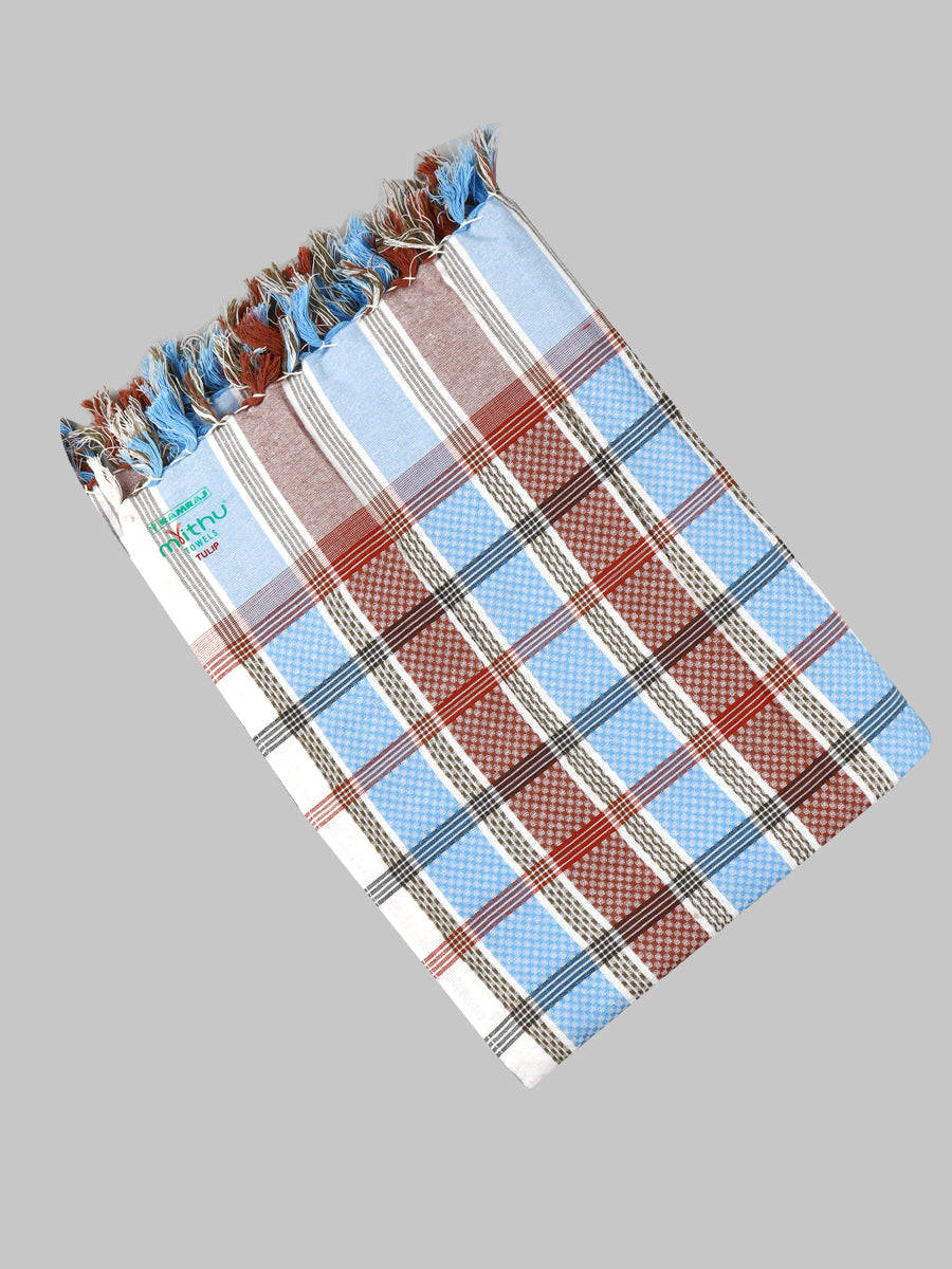 Tulip Checked Cotton Colour Bath Towel-view four