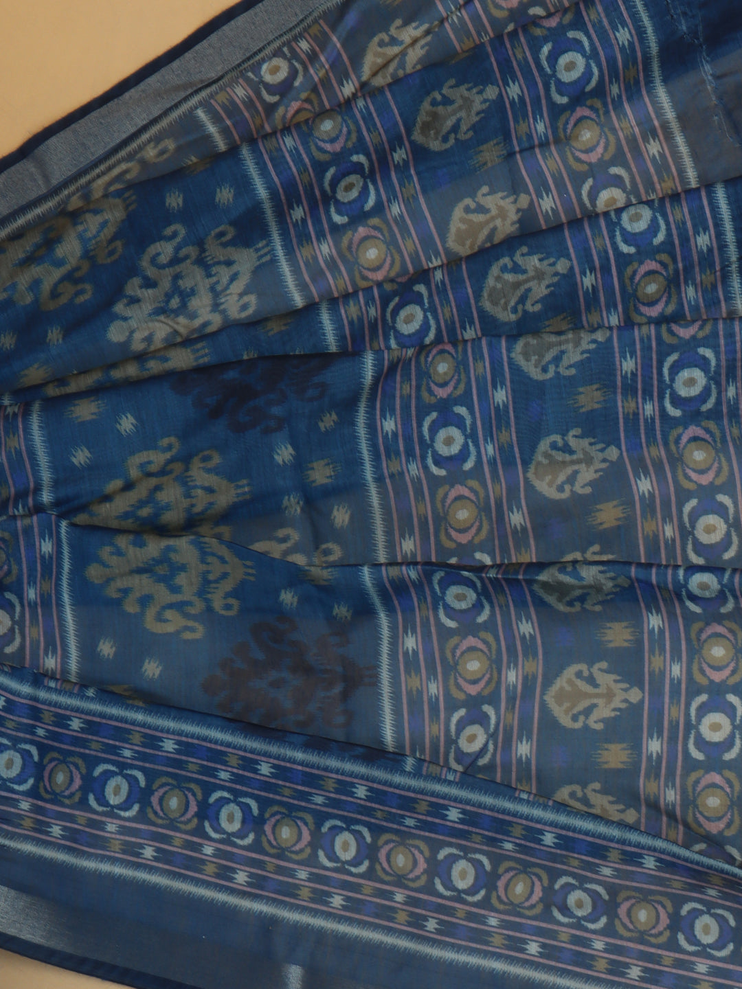 Women Blue Semi Chanderi Cotton Printed Saree SC65