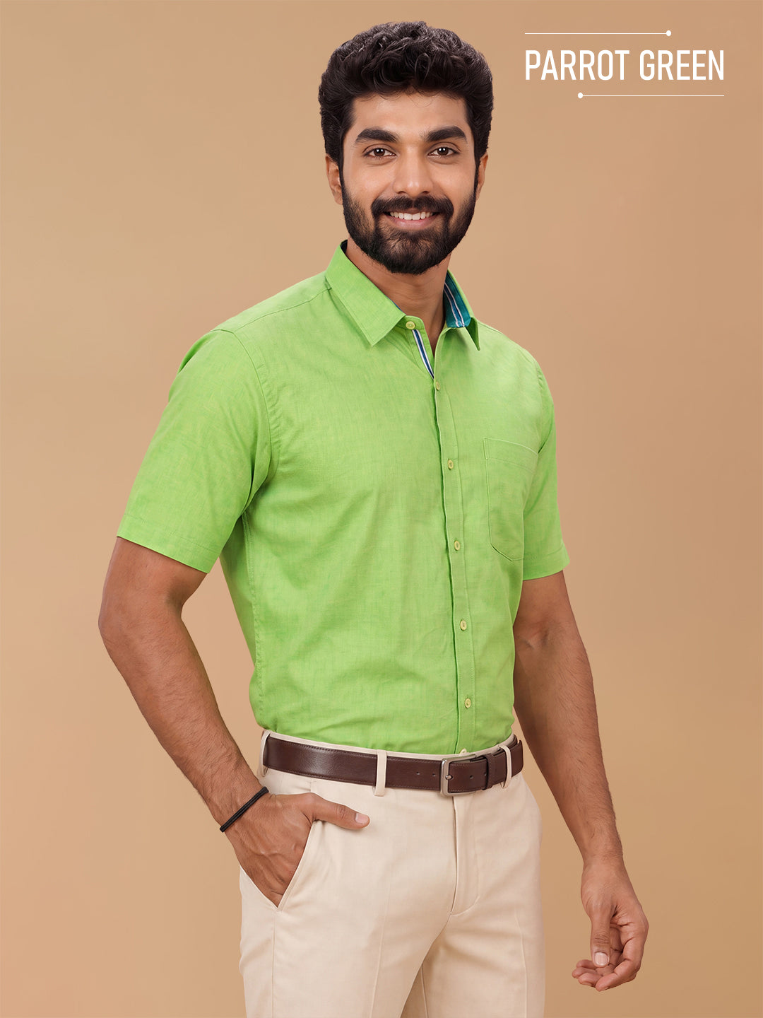 Giza Cotton Regular Fit Shirts Parrot Green - GL2