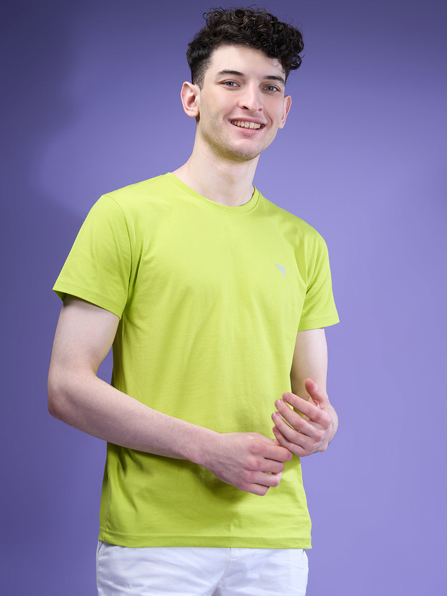 Men 100% Cotton Smart Fit Expert Tee Lime Green ET17