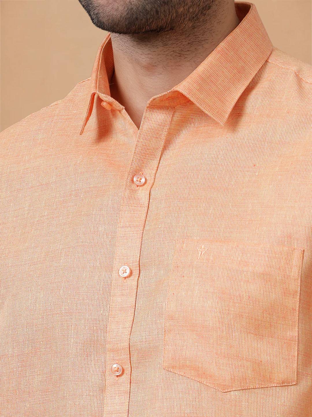 Cotton Rich Reddish Orange Regular Fit Shirt T3 CV14
