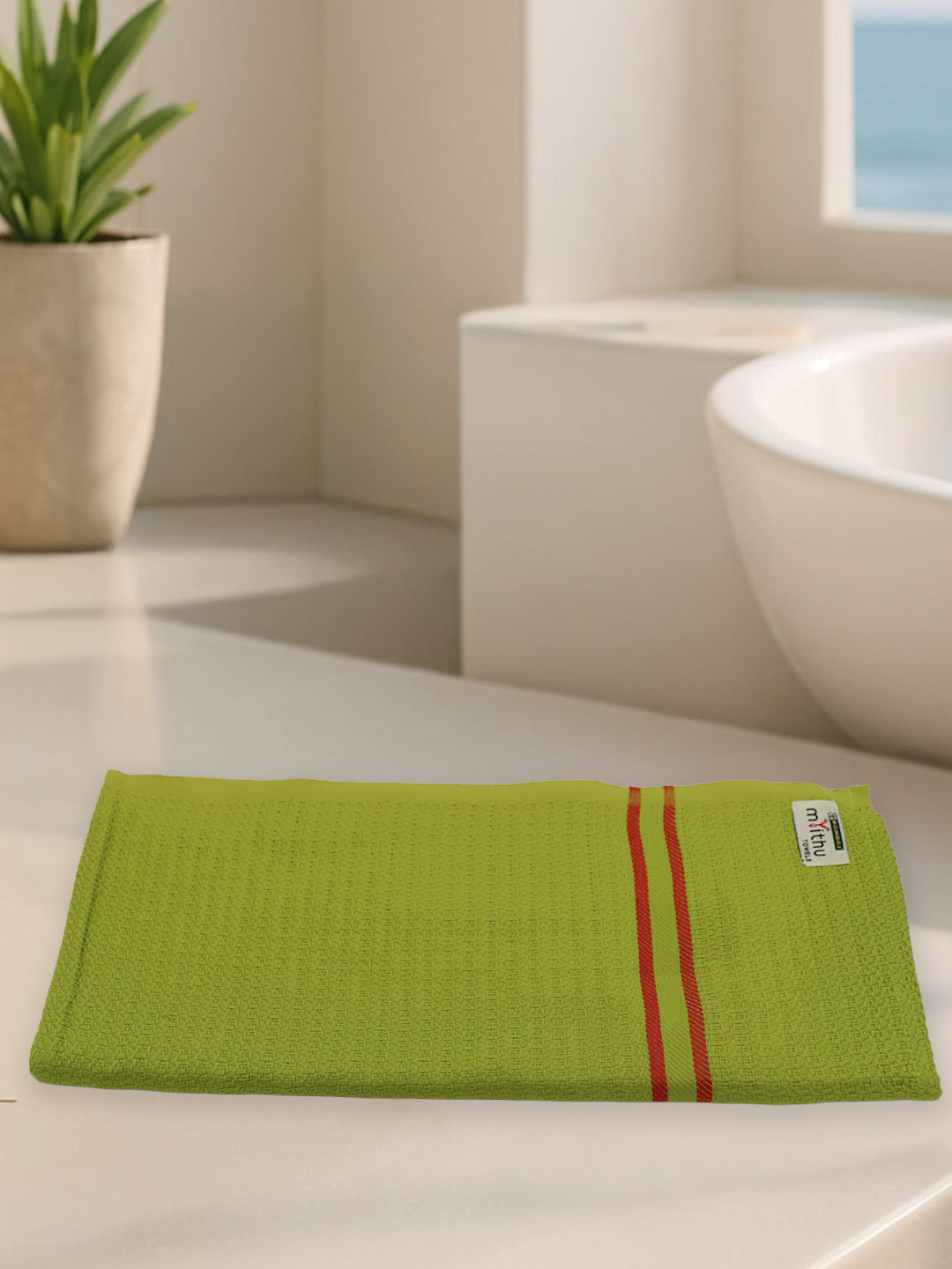 100% Cotton Self Designed Bath Towel Green Magnus MCS01