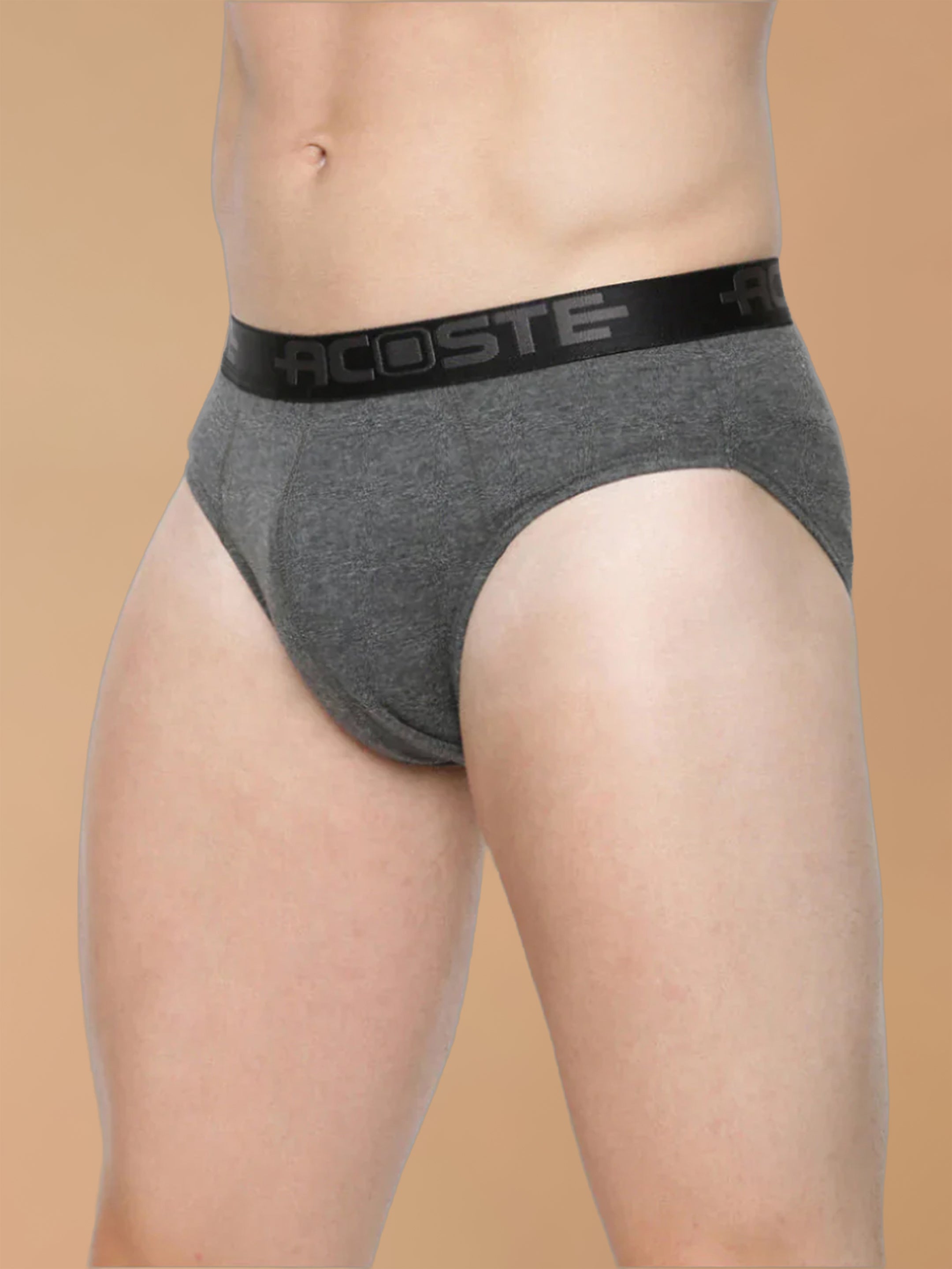 100% Combed Cotton Rib Assorted Colour Outer Elastic Brief Plus Size Acoste (Pack of 2)