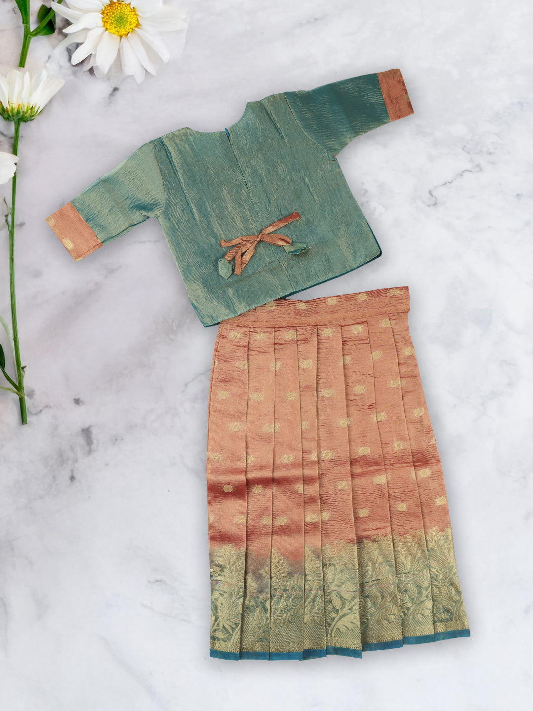 Girls Skirt Set Green with Brown GPS15