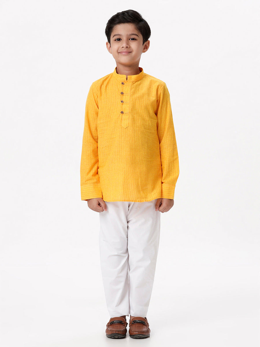 Boys Breeze Cotton Full Sleeves Yellow Kurta-Full view