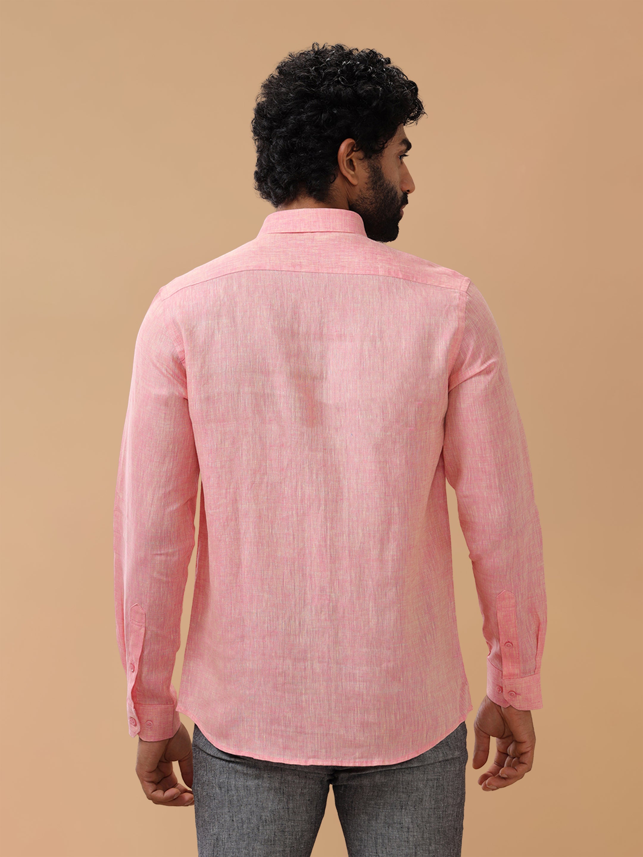 Pure Linen Light Red Smart Fit Shirt L73