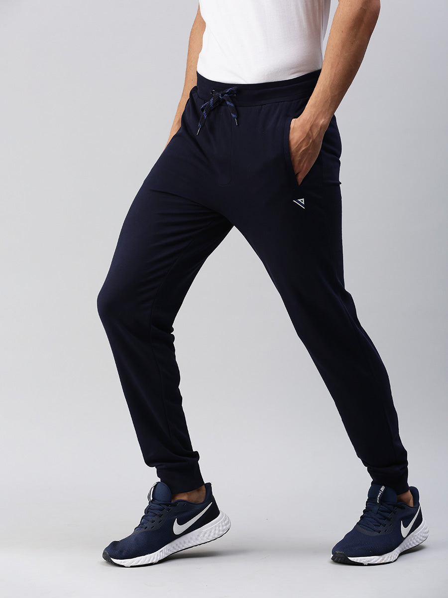 Men Combed Cotton Rich Jogger with Side Pockets Navy JP4