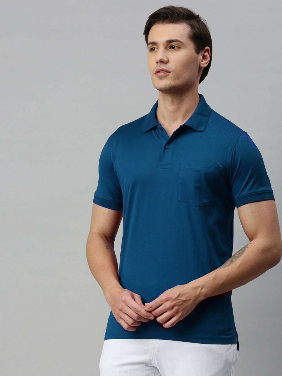 Mercerised Polo Flat Collar T-Shirt Maroon with Chest Pocket MP9-Front view