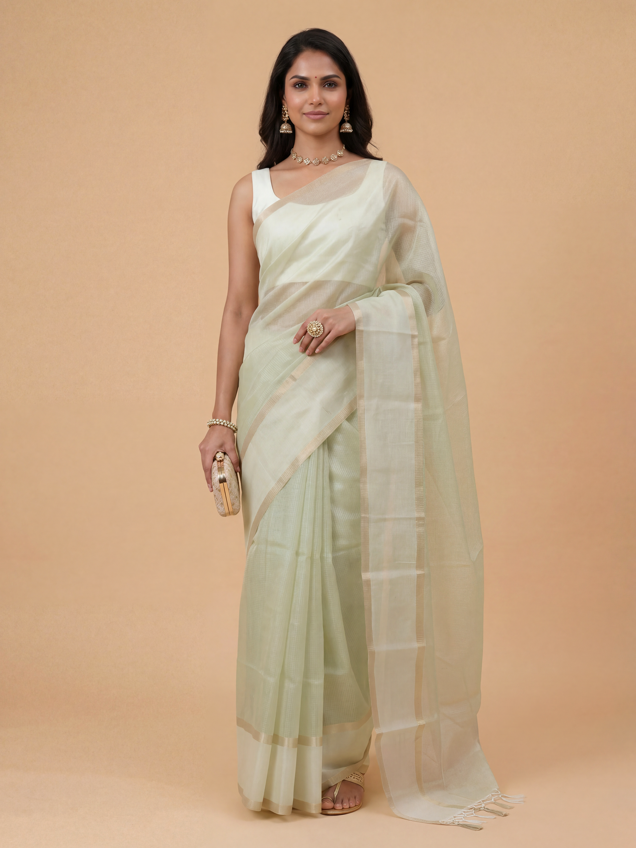 Women Art Silk Pista Green Saree ASS132