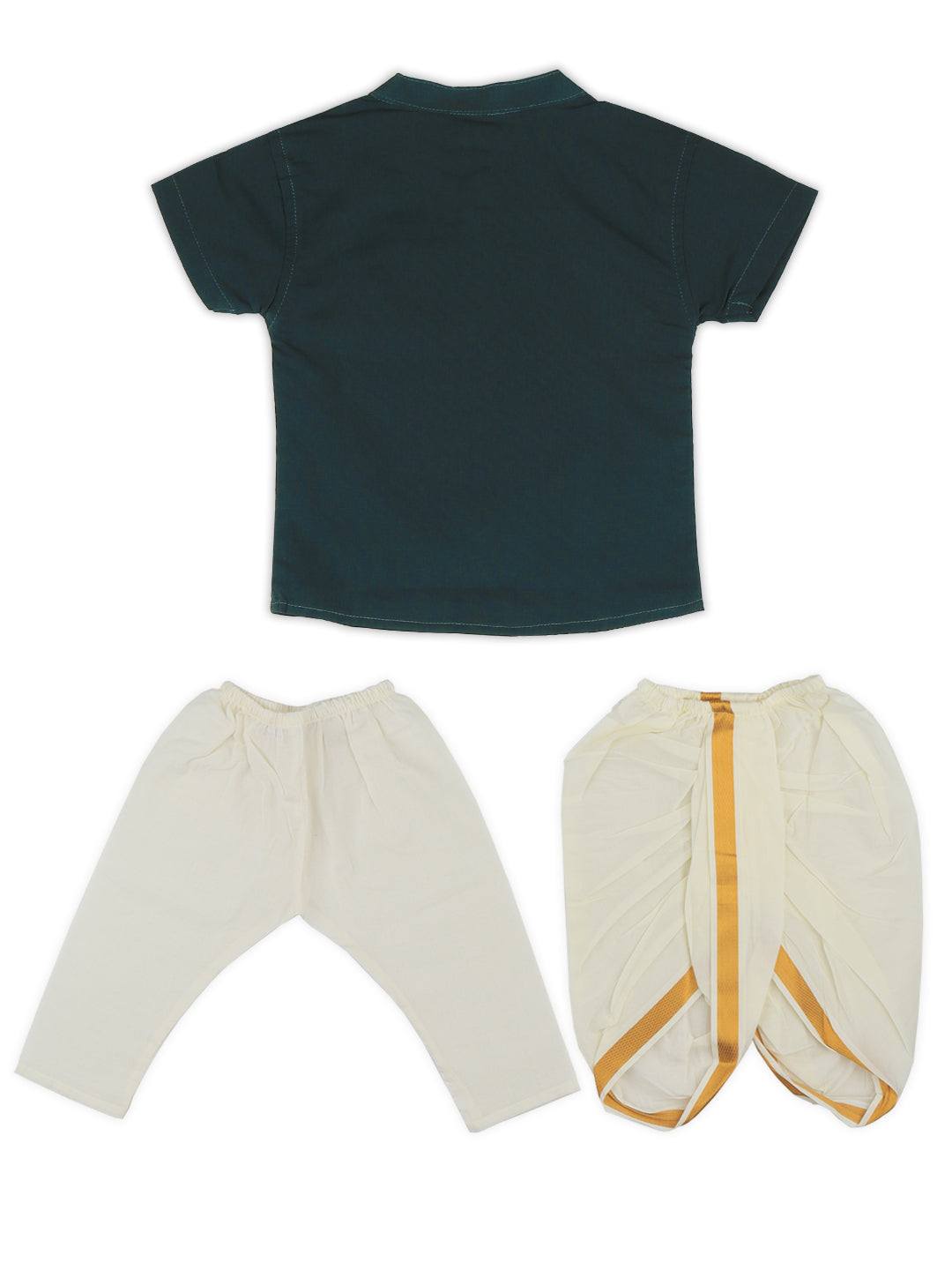 Born Baby Shirt with Pant and Panchakacham Set Dark Green G69