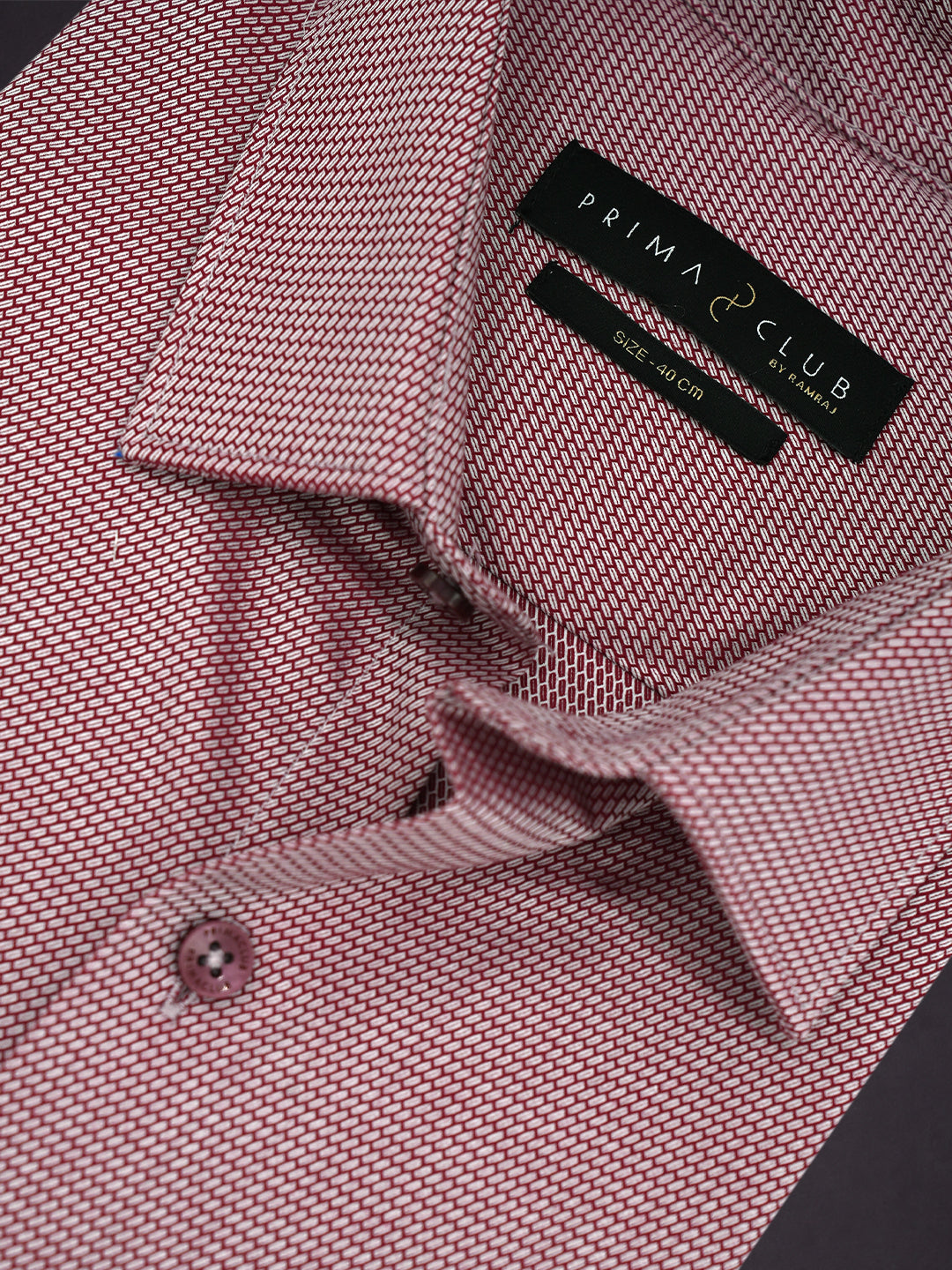 Prima Club Premium Cotton Dobby Pink Red Regular Fit Shirt SRBD1