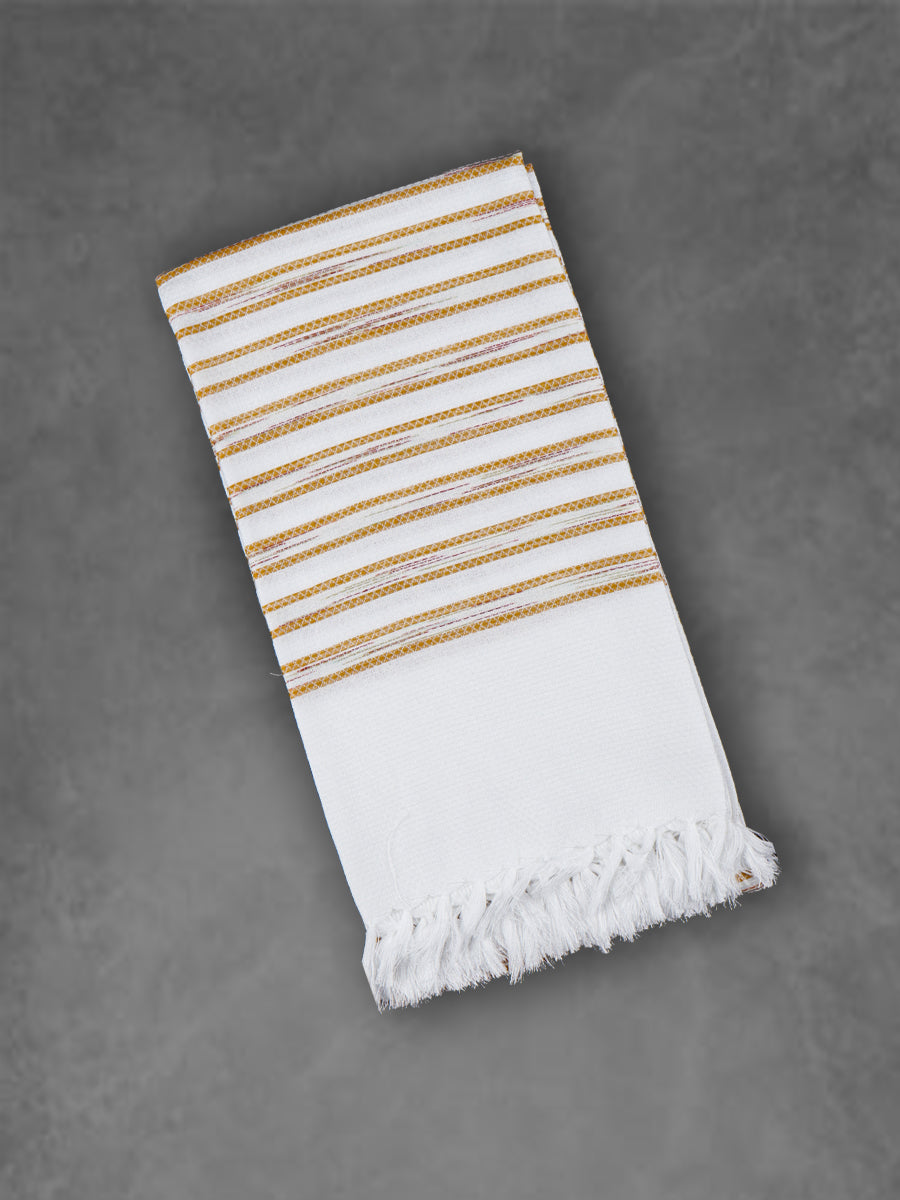 100% Cotton Signature Soft Feel Striped Bath Towel 1055- Yellow