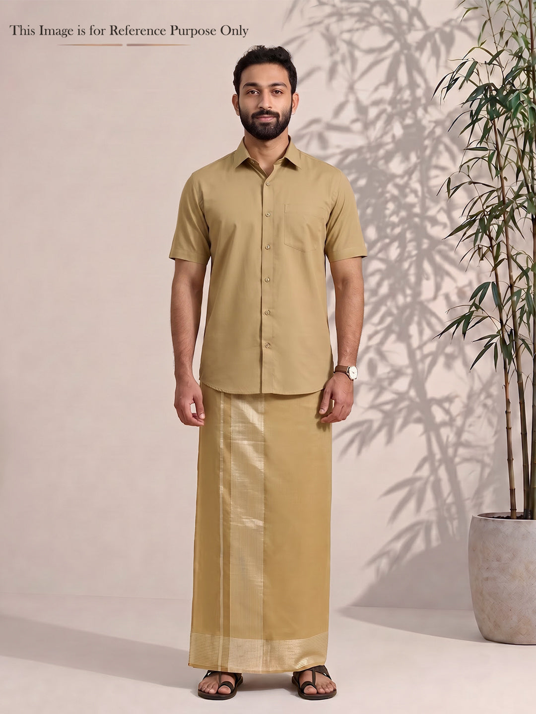 Bamboo Gold Dhoti & Shirting Set (2 in 1) - Royal Touch