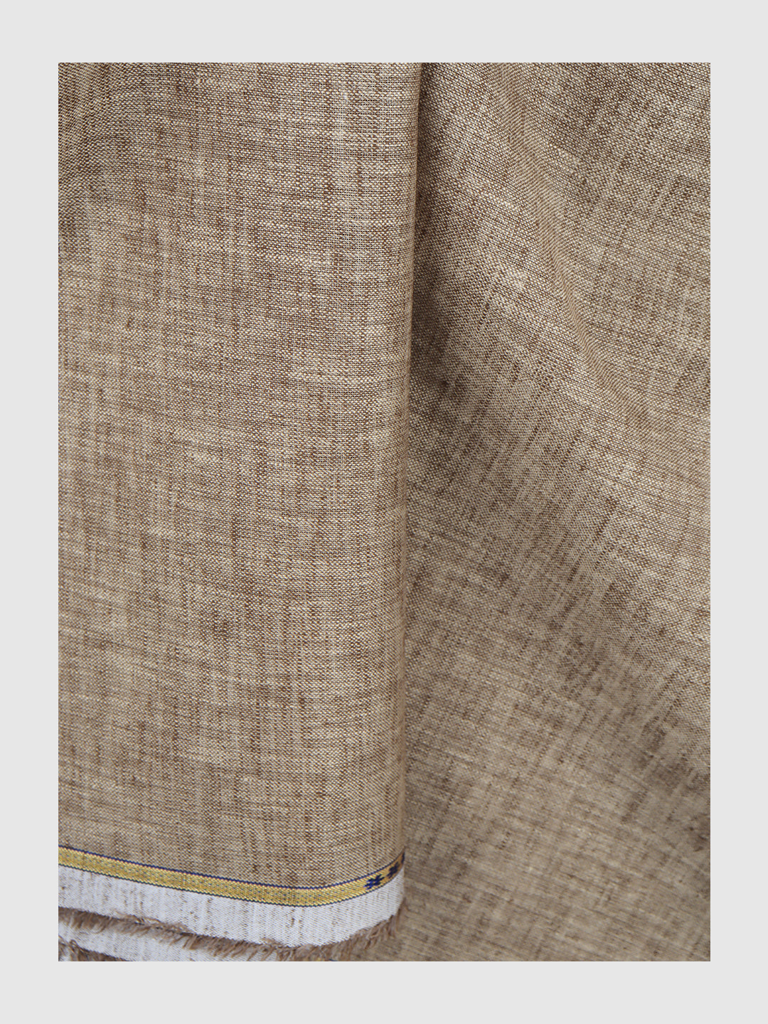 Men Cotton Blend Dark Brown Self Design Shirt and Kurta Fabric Lampus