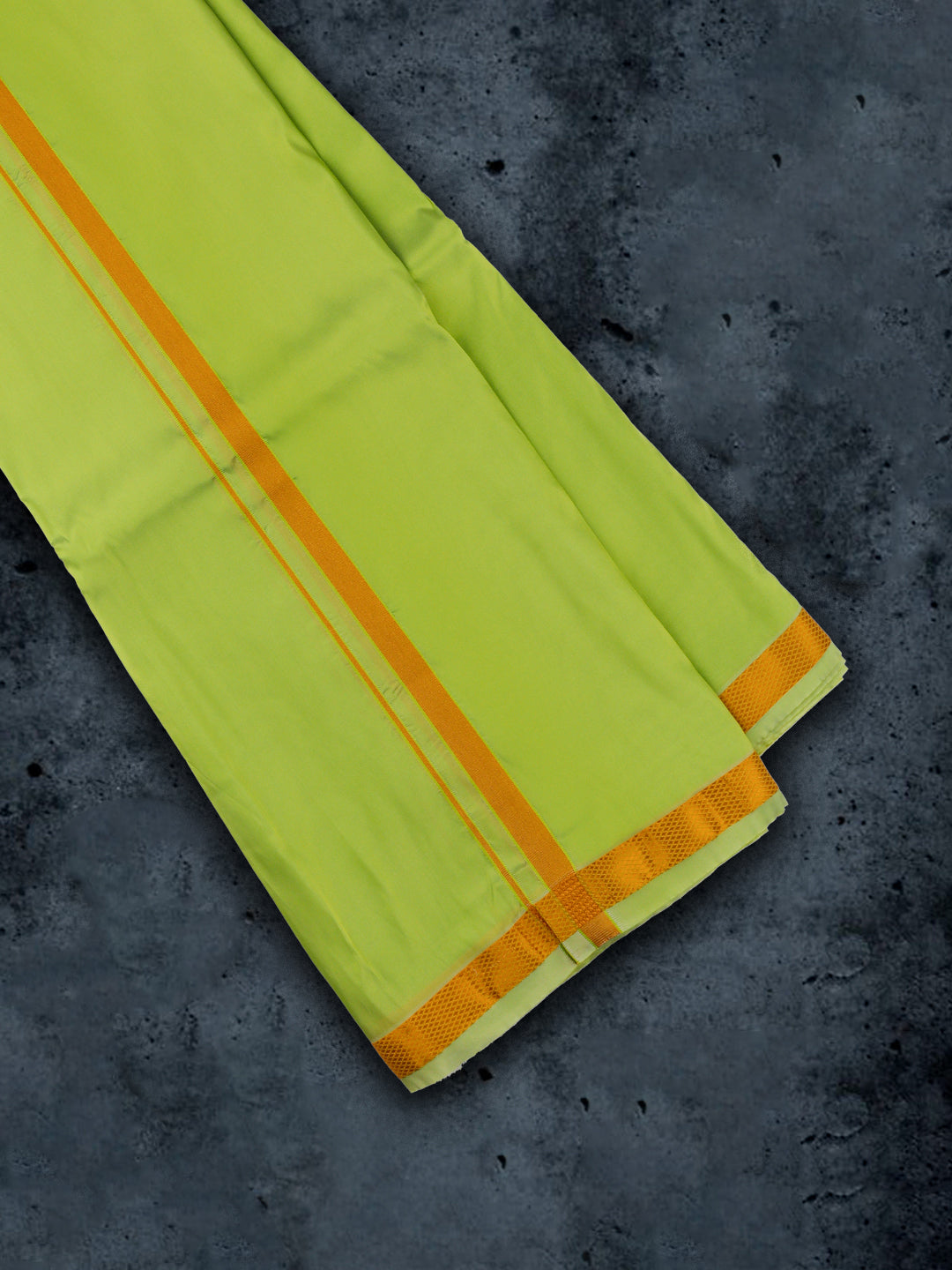 Men Art Silk Parrot Green Shirting & Panchakacham Set with Gold Jari Border 9+5 Ashirwath