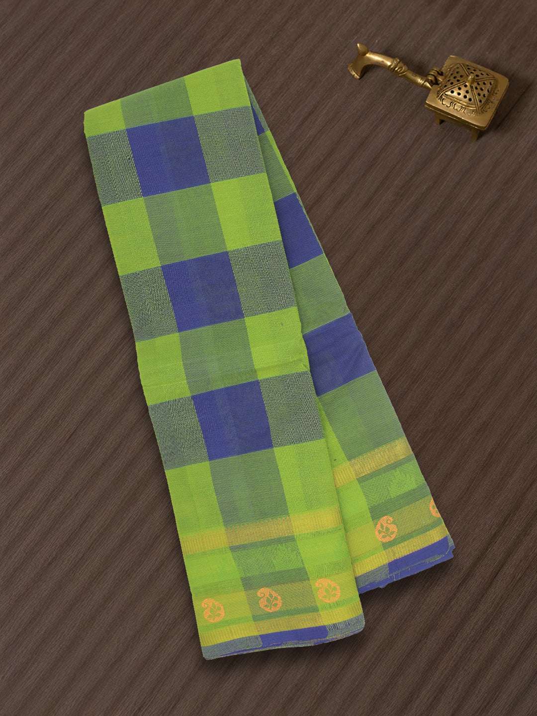 Women Navy with Green Pure Chettinad Cotton Saree PCS204
