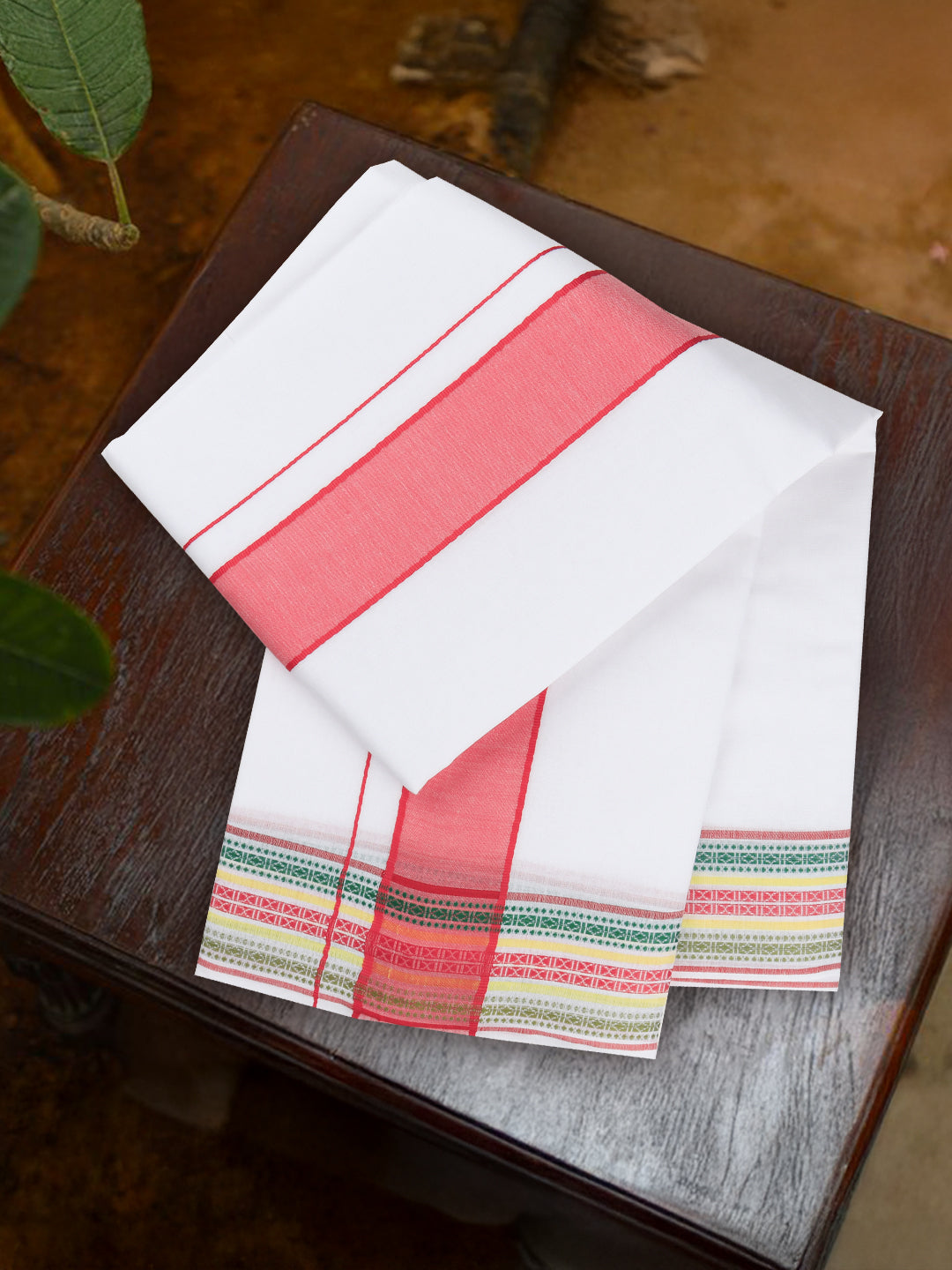 Men Cotton Pink Fancy Border Panchakacham with Angavasthram Srirasthu(9+5) SR55