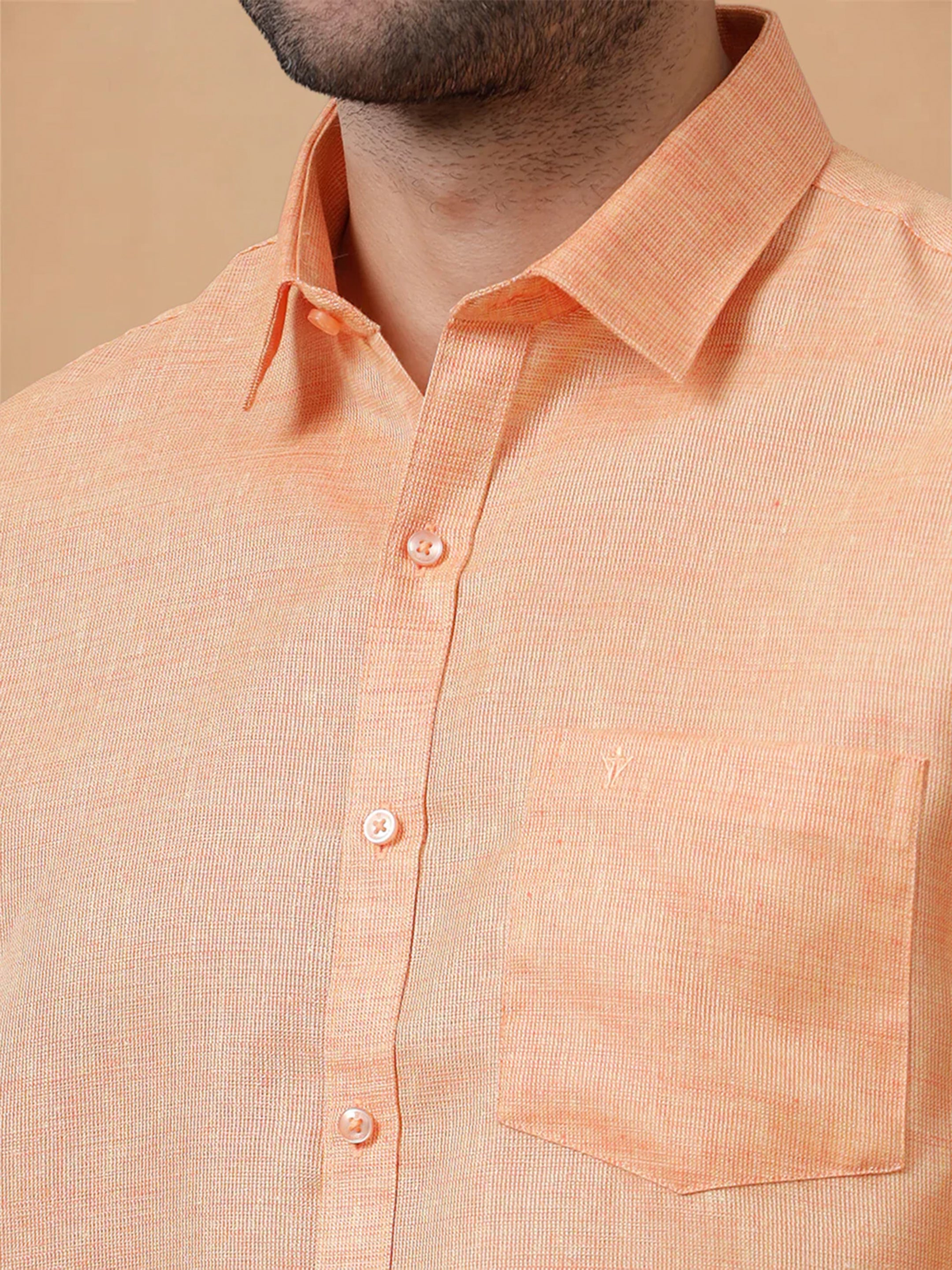 Cotton Rich Reddish Orange Regular Fit Shirt T3 CV14