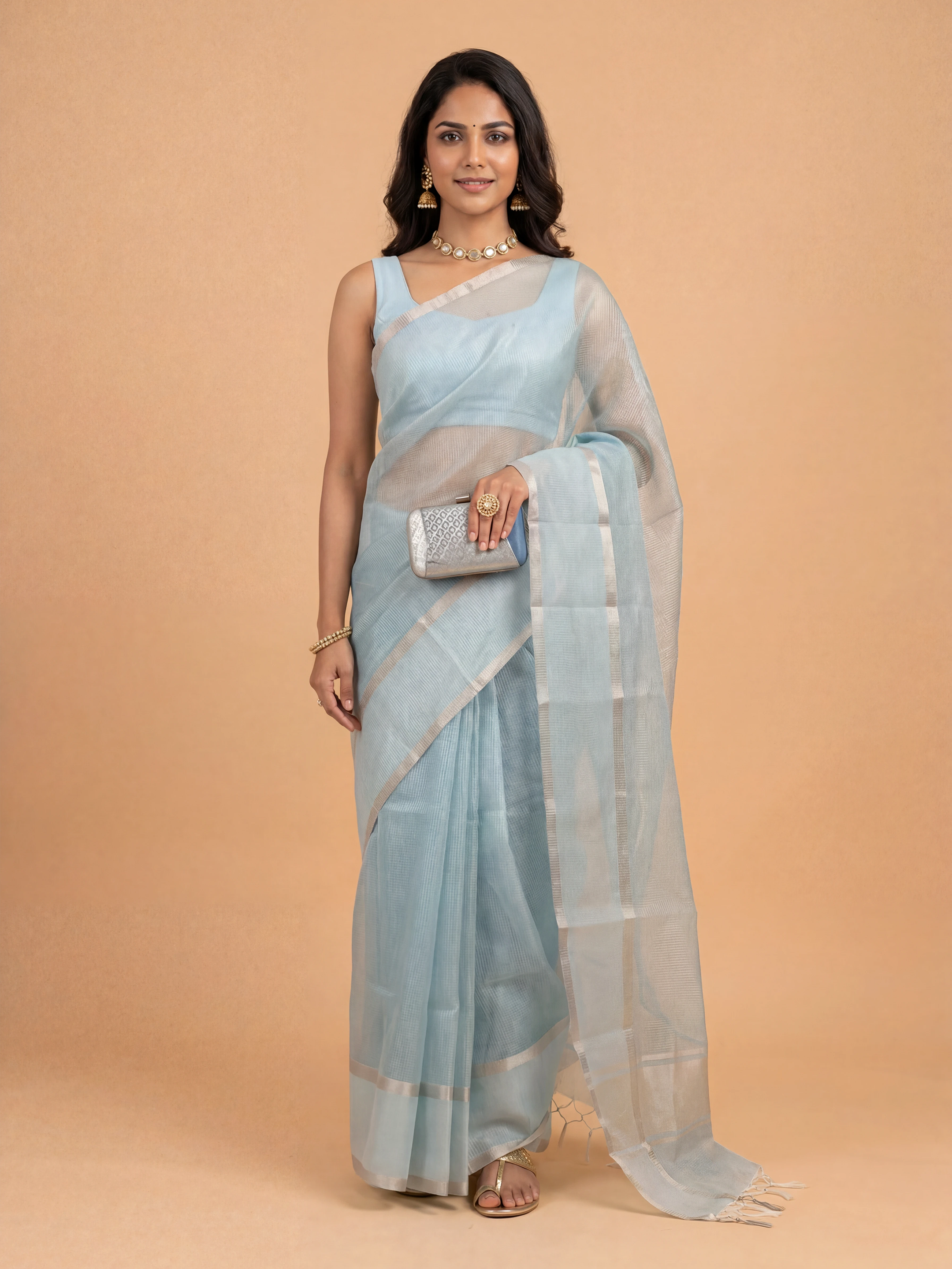 Women Art Silk Sky Blue Saree ASS131