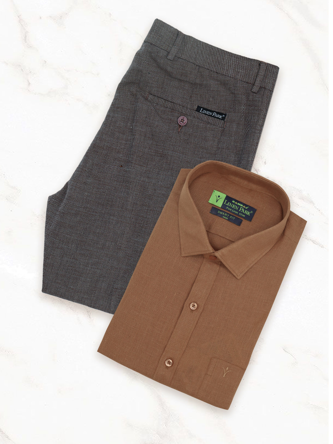 Mens Pure Linen Shirt and Linen Cotton Pant Combo L115