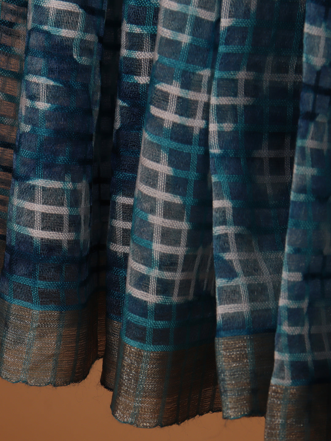 Women Blue Fancy Cotton Saree SS362