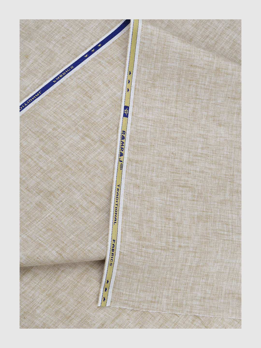 Men Cotton Blend Light Brown Self Design Shirt and Kurta Fabric Lampus