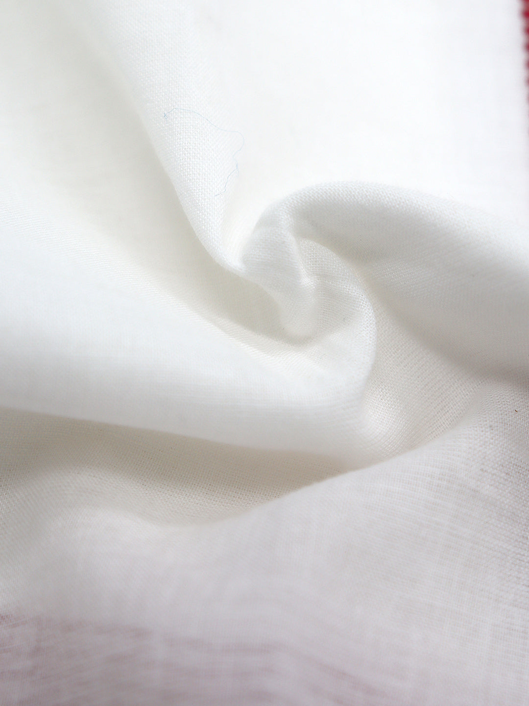 Men 100% Cotton Red Fancy Border Panchakacham Set White(9+5)