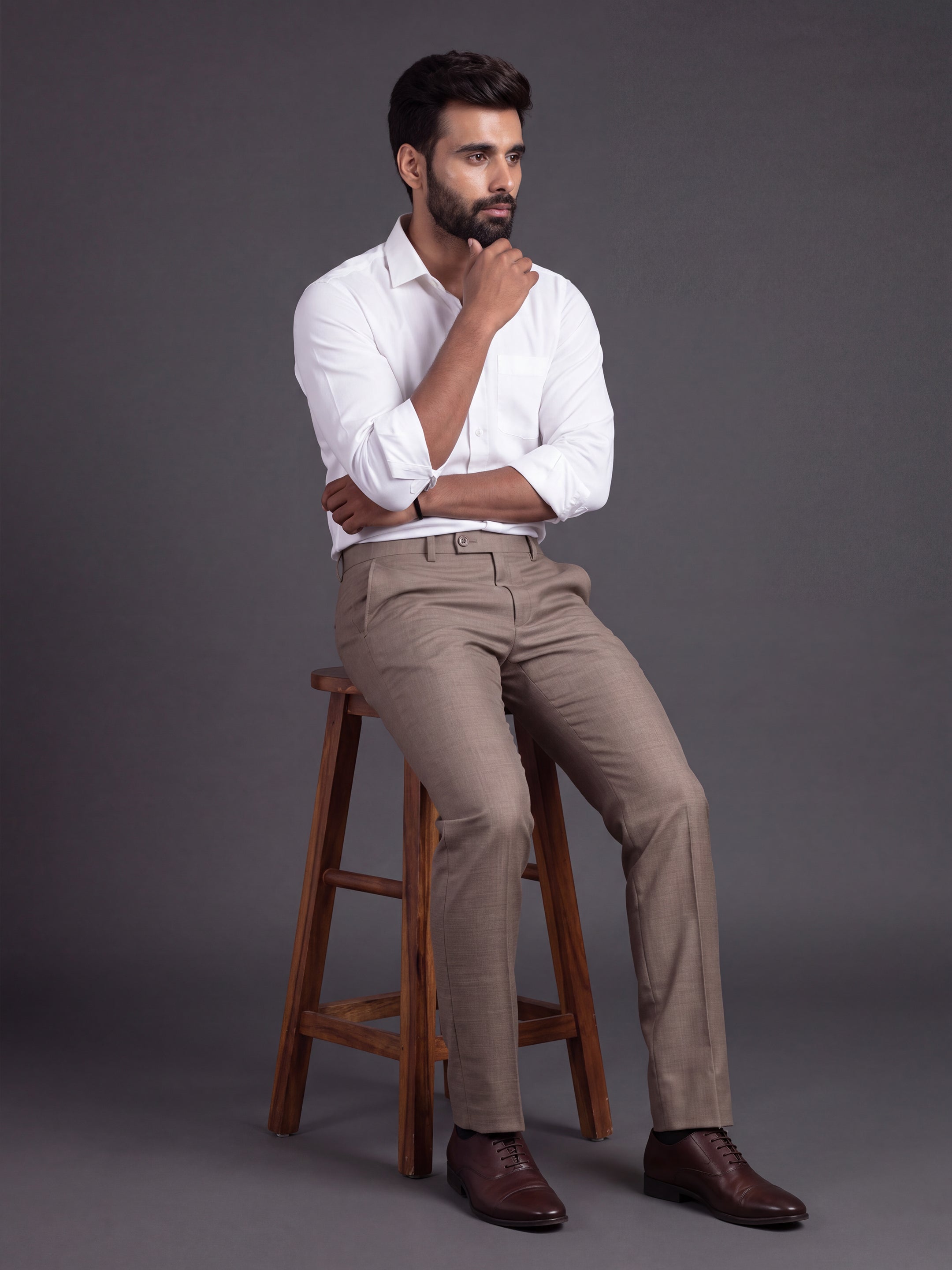 Prima Club Cotton Poly Viscose Stretchable Waistband Brown Pants