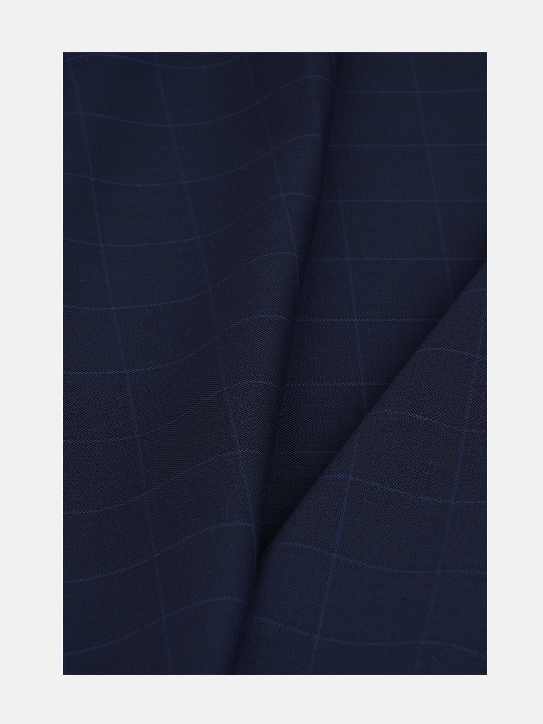 Men Wool Blended Checks Suiting Fabric Navy Star Wool