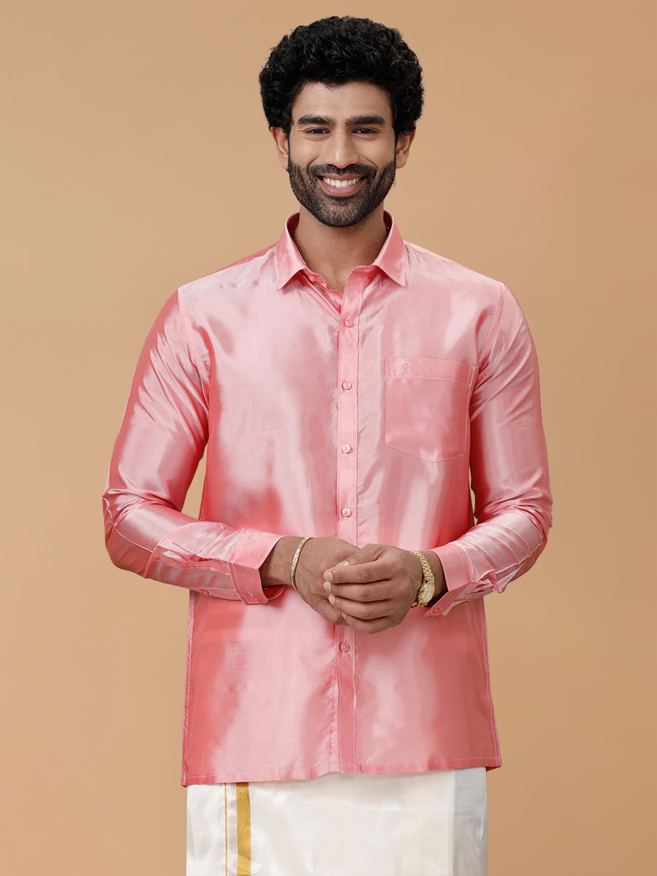 Silk Feel Pink Shirt - Regular Fit