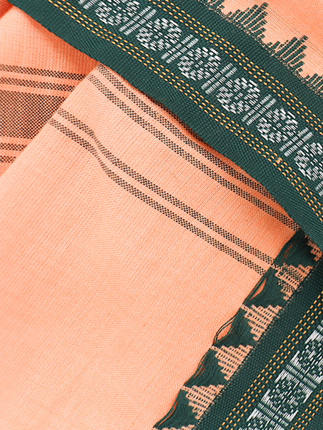 Men Fancy Border Angavastram Towel Light Orange