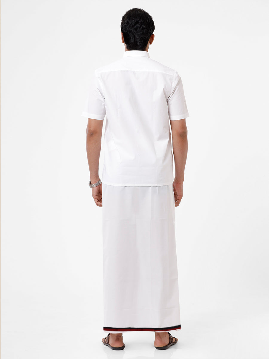 Men 100% Cotton Double Layer Political Dhoti & Towel Set Minister DMK