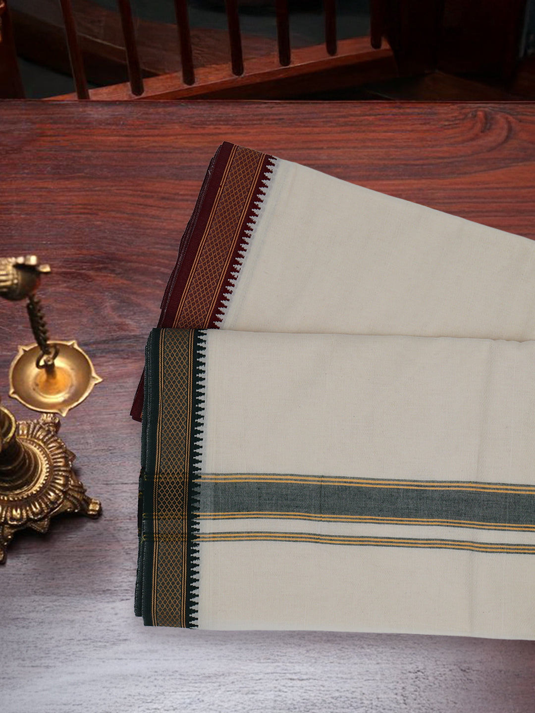 Men Kora Cotton Mayilkhan Border Panchakacham Set 5Khan (9+5)