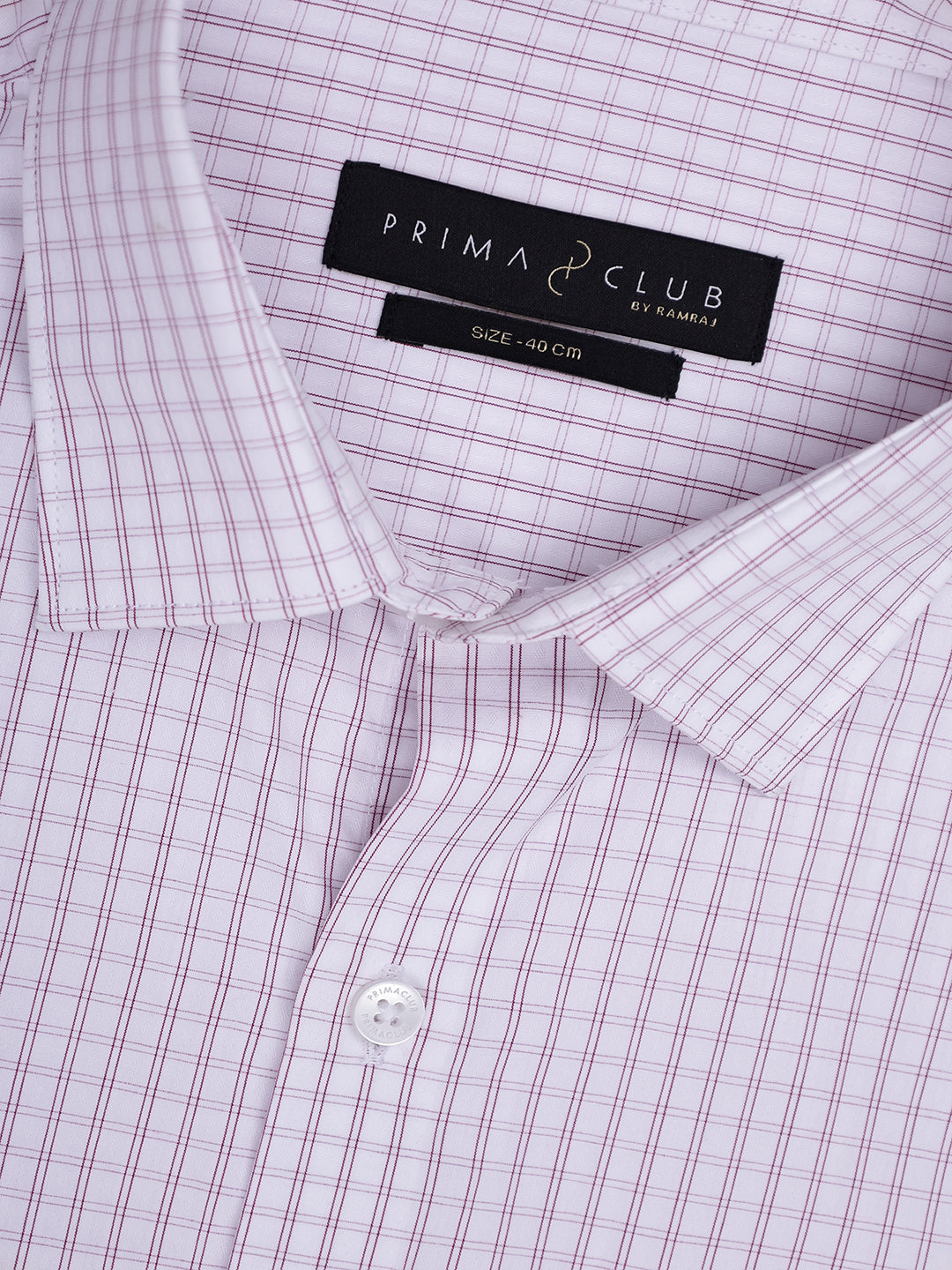 Prima Club Premium Cotton Dobby White Purple Checked Regular Fit Shirt SRBP3