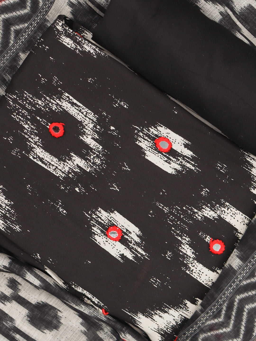 Women Pure Cotton Dress Material Black DM335