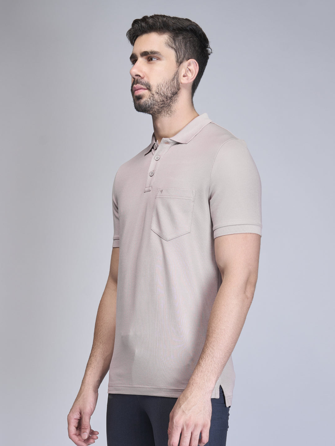 Men Cotton Rich Smart Fit Expert Polo T-Shirt Silver Berry EP24