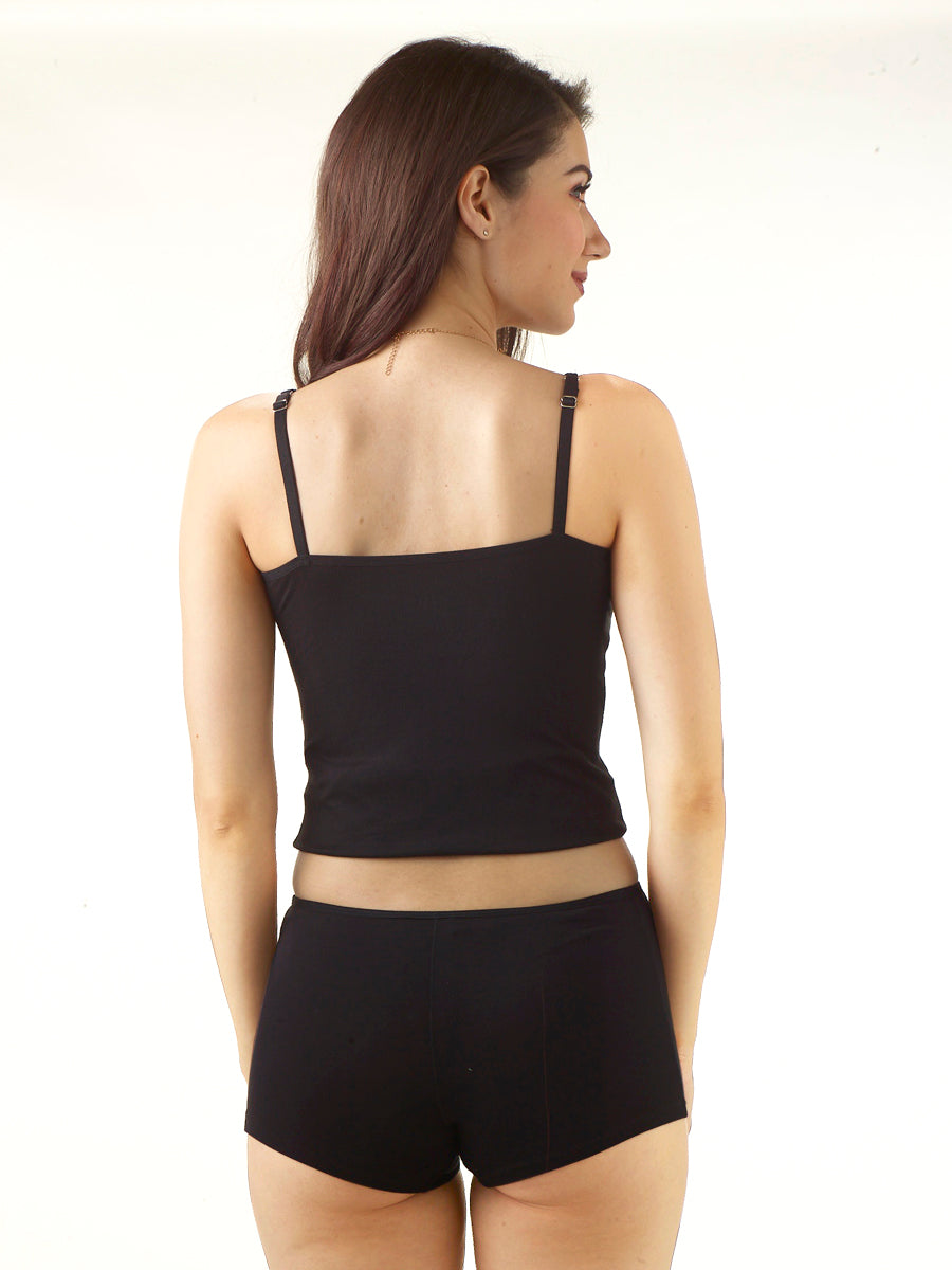 Women Cotton Spandex Leg Shorts - Black (Pack of 2)