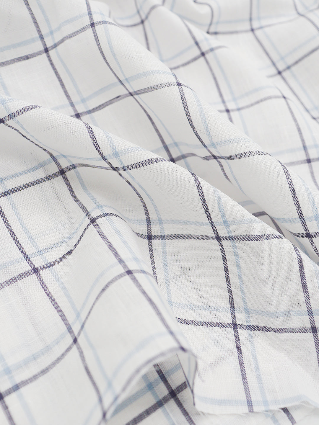 Men Linen Rich White Checks Shirt Fabric Prime