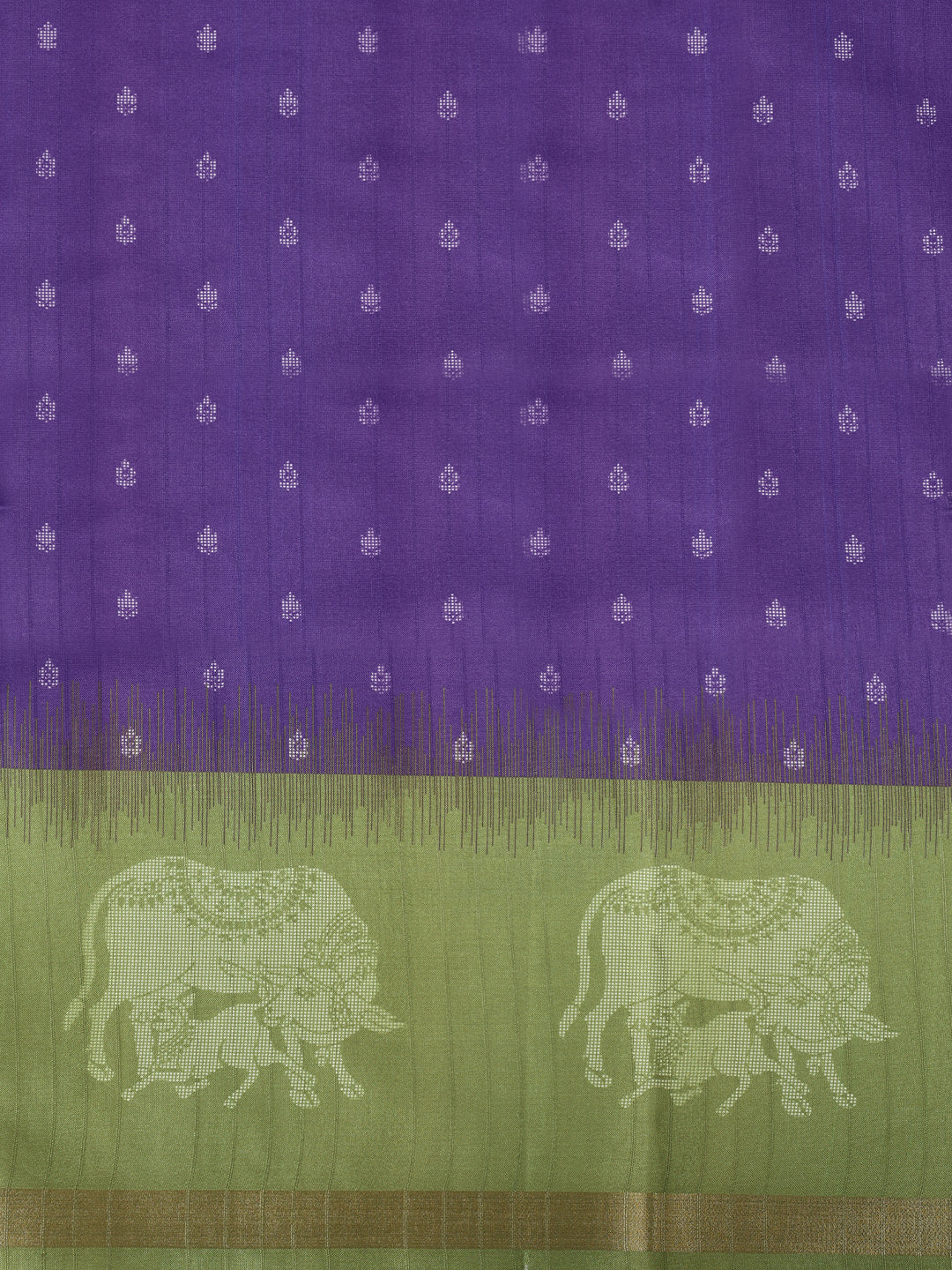 Women Semi Raw Silk Dark Violet with Green Fancy Printed Saree SRS131