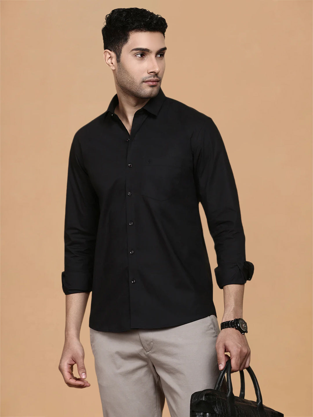 100% Cotton Regular Fit Classic Black Shirt