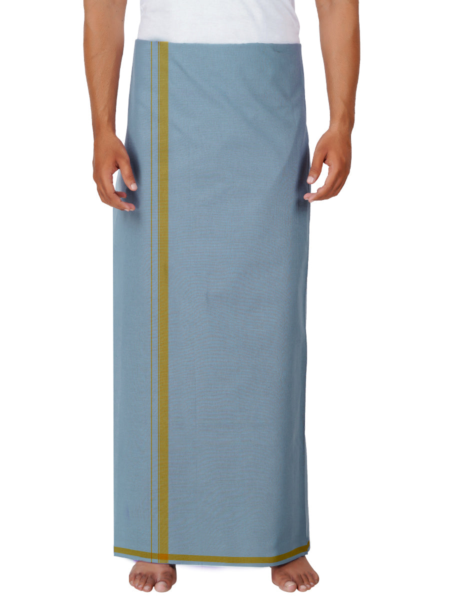 Mens Grey Lungi with Gold Fancy Border Enrich Colour 3-Front view