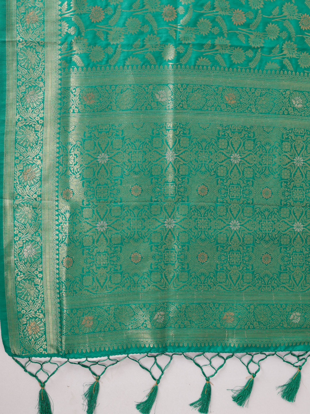 Women Semi Tussar Green Saree ST358