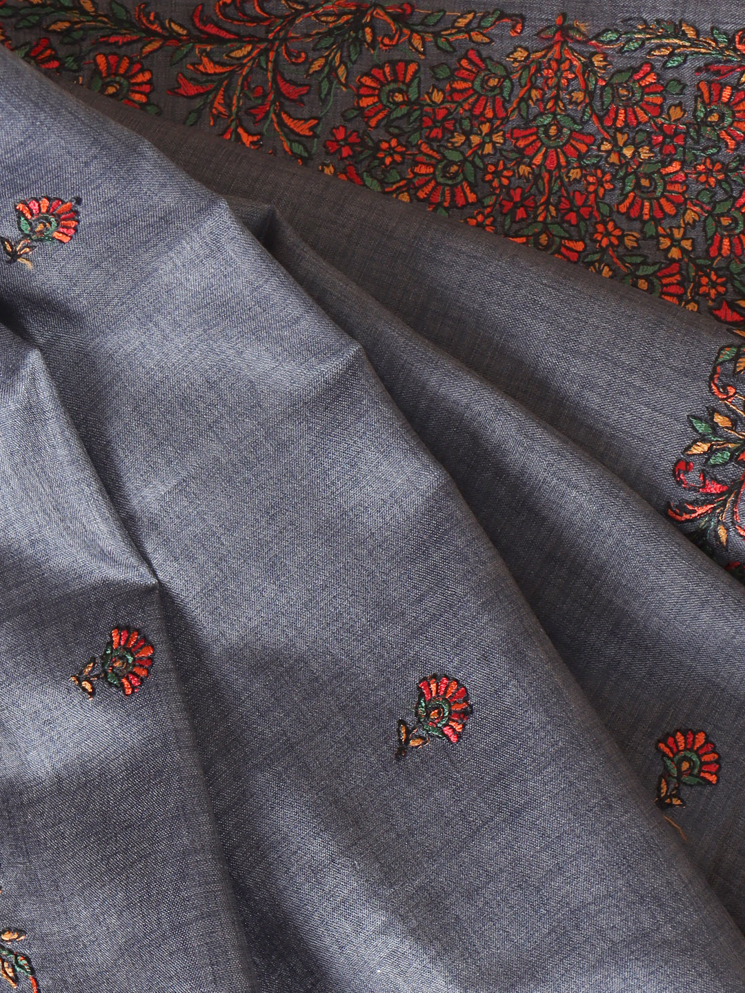 Women Dark Grey Semi Tussar Saree ST271