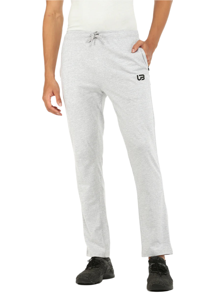 Men Combed Cotton Rich Regular Fit Track pant with Side Pockets Grey Melange AGT1